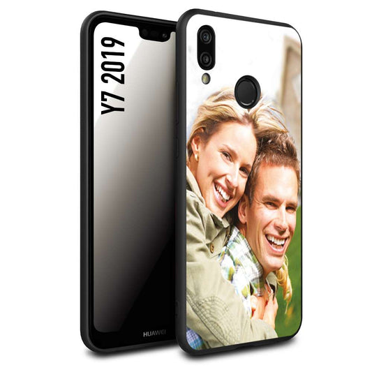 CUSTOMIZZA - Custodia cover nera morbida in tpu compatibile per Huawei Y7 2019 personalizzata con foto immagine scritta a piacere