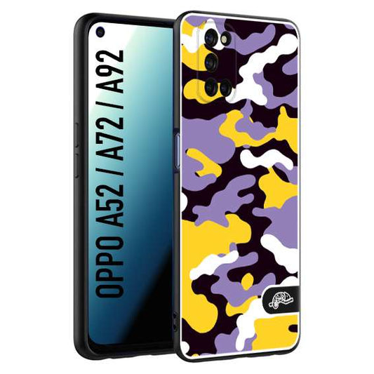 CUSTOMIZZA - Custodia cover nera morbida in tpu compatibile per Oppo A52 - A72 - A92 camouflage mimetico militare viola lilla giallo