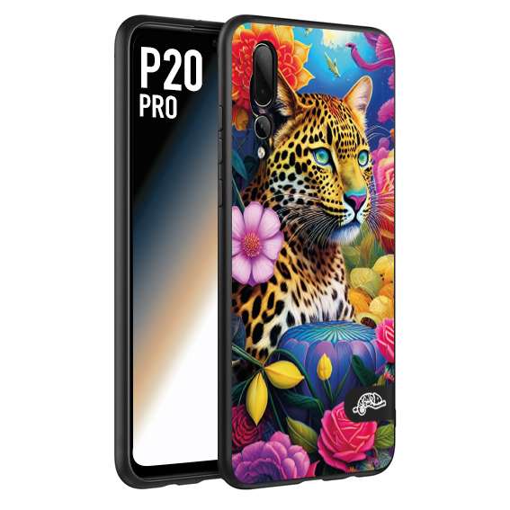 CUSTOMIZZA - Custodia cover nera morbida in tpu compatibile per Huawei P20 PRO fiori astratti donna flower fantasia leopardo ghepardo animali colorati