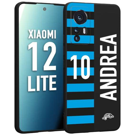 CUSTOMIZZA - Custodia cover nera morbida in tpu compatibile per Xiaomi 12 LITE personalizzata calcio football nome e numero calciatori nerazzurra