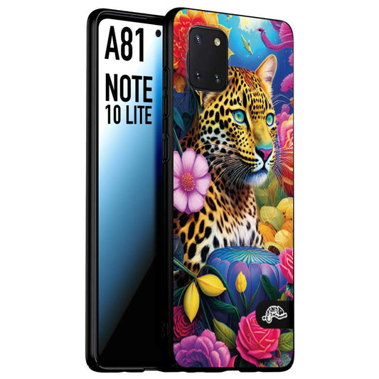 CUSTOMIZZA - Custodia cover nera morbida in tpu compatibile per Samsung A81 - Note 10 Lite fiori astratti donna flower fantasia leopardo ghepardo animali colorati