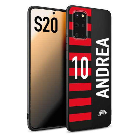 CUSTOMIZZA - Custodia cover nera morbida in tpu compatibile per Samsung S20 personalizzata calcio football nome e numero calciatori rossonera