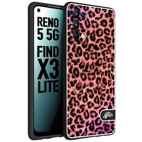 CUSTOMIZZA - Custodia cover nera morbida in tpu compatibile per Oppo Reno 5 5G leopardato maculato donna rosa leopard