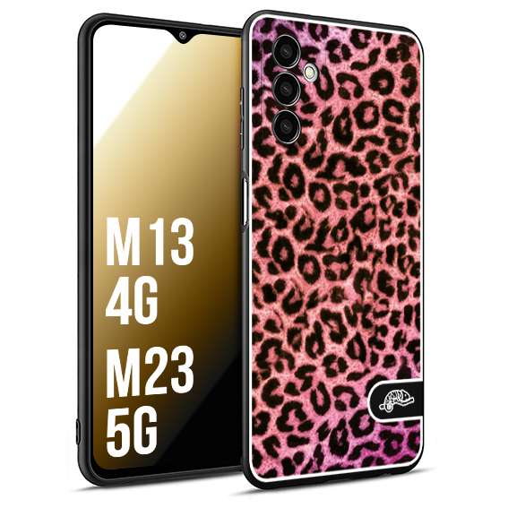 CUSTOMIZZA - Custodia cover nera morbida in tpu compatibile per Samsung M13 4G - M23 5G leopardato maculato donna rosa leopard