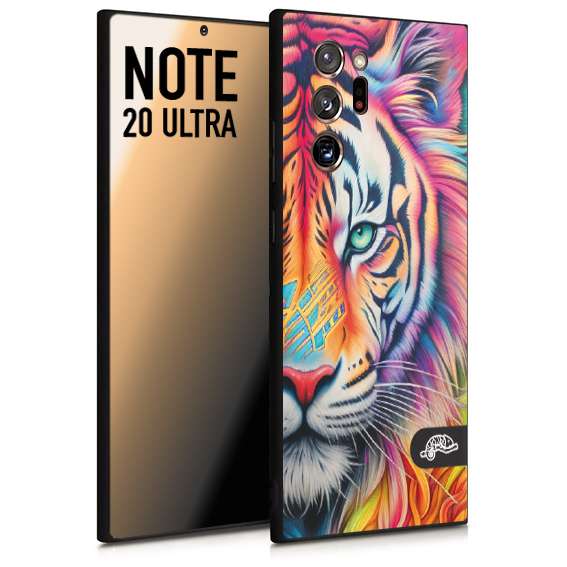 CUSTOMIZZA - Custodia cover nera morbida in tpu compatibile per Samsung NOTE 20 ULTRA animali color tigre tiger viso colori vibranti disegnato schizzo