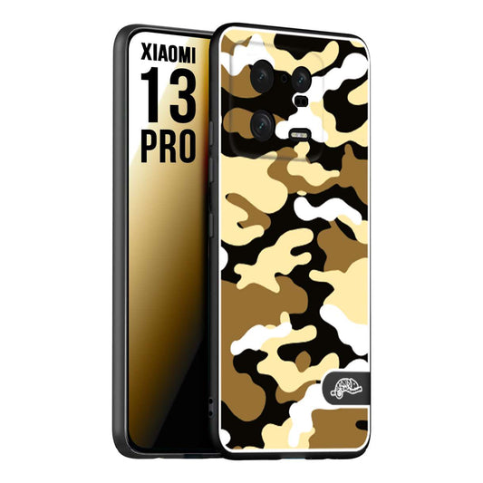 CUSTOMIZZA - Custodia cover nera morbida in tpu compatibile per Xiaomi 13 PRO camouflage mimetico militare giallo desert brown