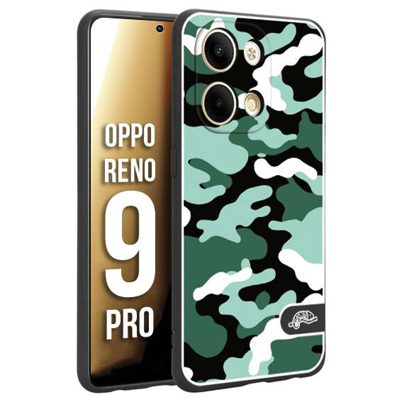 CUSTOMIZZA - Custodia cover nera morbida in tpu compatibile per Oppo Reno 9 PRO camouflage mimetico militare verde green