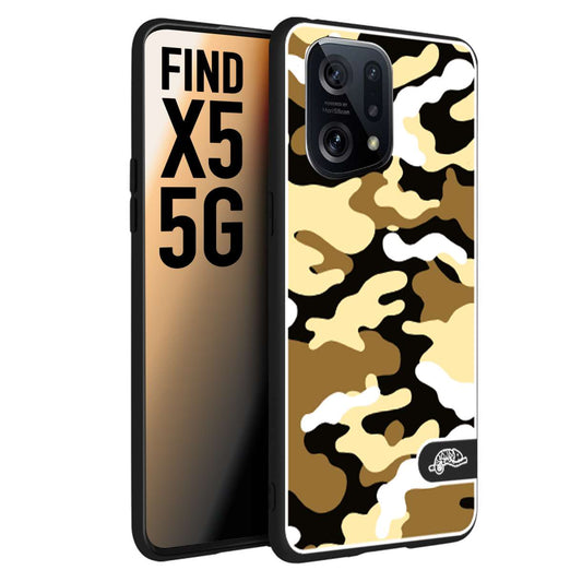 CUSTOMIZZA - Custodia cover nera morbida in tpu compatibile per Oppo Find X5 camouflage mimetico militare giallo desert brown