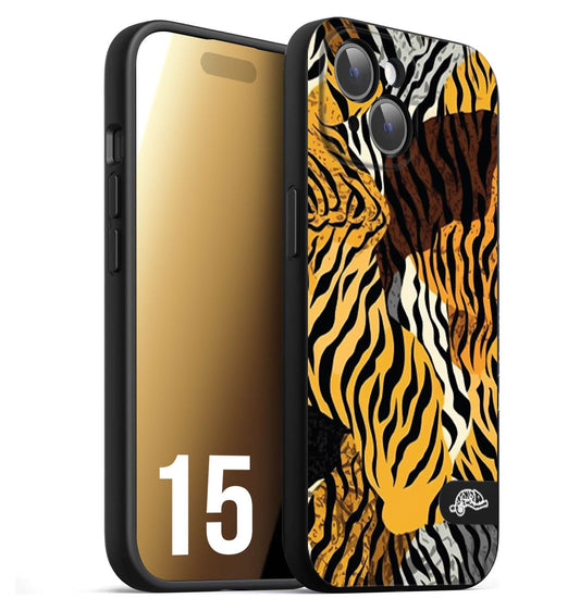 CUSTOMIZZA - Custodia cover nera morbida in tpu compatibile per iPhone 15 leopardato tigrato tiger colorata donna fashion estate