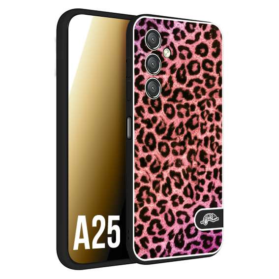 CUSTOMIZZA - Custodia cover nera morbida in tpu compatibile per Samsung A25 leopardato maculato donna rosa leopard