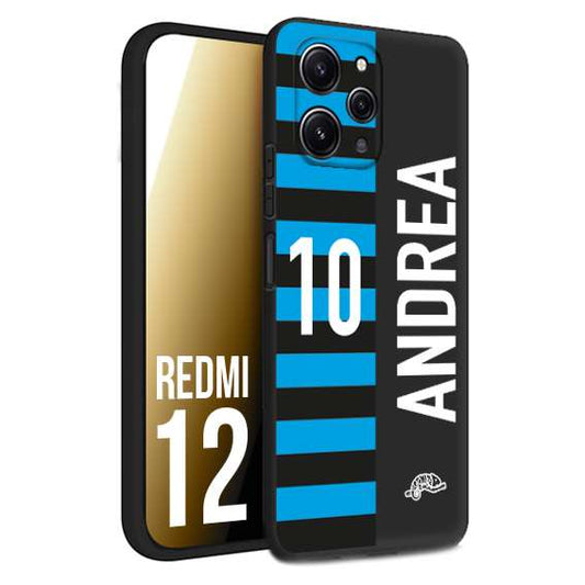 CUSTOMIZZA - Custodia cover nera morbida in tpu compatibile per Xiaomi Redmi 12 personalizzata calcio football nome e numero calciatori nerazzurra