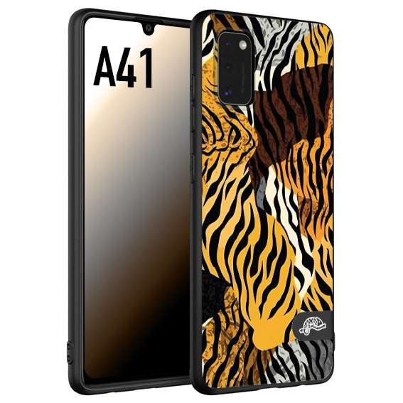 CUSTOMIZZA - Custodia cover nera morbida in tpu compatibile per Samsung A41 leopardato tigrato tiger colorata donna fashion estate