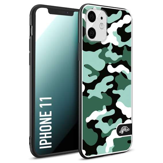 CUSTOMIZZA - Custodia cover nera morbida in tpu compatibile per iPhone 11 camouflage mimetico militare verde green