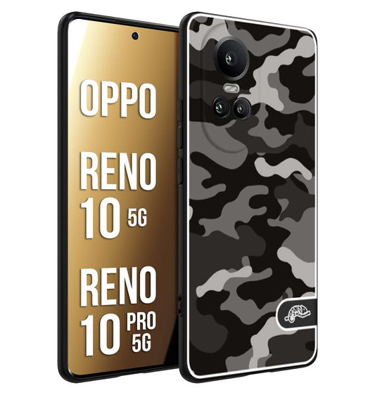 CUSTOMIZZA - Custodia cover nera morbida in tpu compatibile per Oppo Reno 10 5G - 10 PRO 5G camouflage mimetico militare nero black grigio