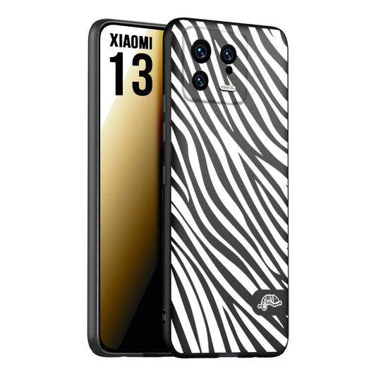 CUSTOMIZZA - Custodia cover nera morbida in tpu compatibile per Xiaomi 13 zebrata maculata a rilievo soft touch donna bianca