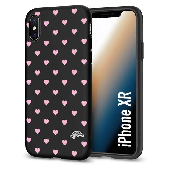 CUSTOMIZZA - Custodia cover nera morbida in tpu compatibile per iPhone Xr cuori pois rosa su nero donna pin up vintage