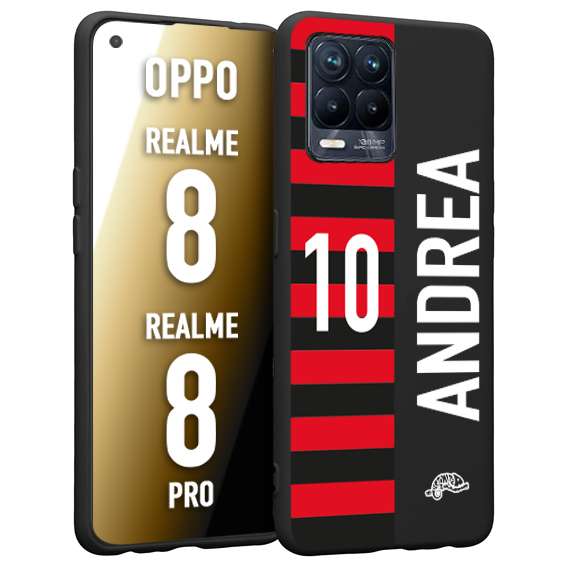 CUSTOMIZZA - Custodia cover nera morbida in tpu compatibile per Oppo Realme 8 - 8 PRO personalizzata calcio football nome e numero calciatori rossonera