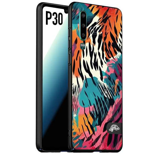 CUSTOMIZZA - Custodia cover nera morbida in tpu compatibile per Huawei P30 leopardato maculato tigrato tiger colorata summer color