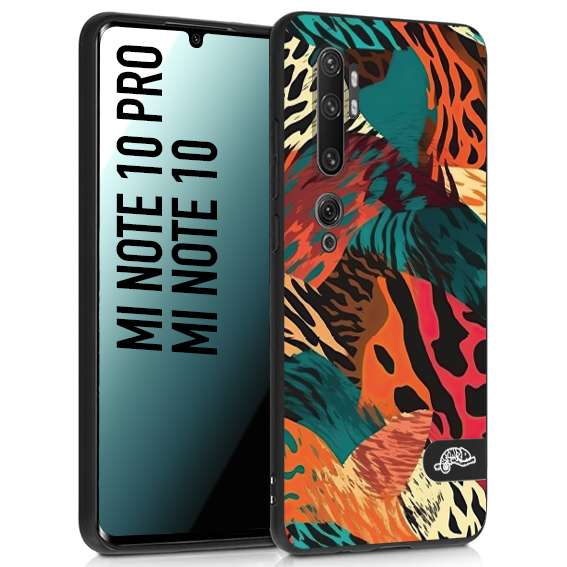 CUSTOMIZZA - Custodia cover nera morbida in tpu compatibile per Xiaomi Mi Note 10 - Mi Note 10 Pro leopardato tigrato tiger colorata summer arancio verde fucsia