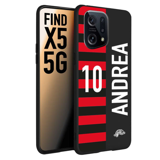 CUSTOMIZZA - Custodia cover nera morbida in tpu compatibile per Oppo Find X5 personalizzata calcio football nome e numero calciatori rossonera