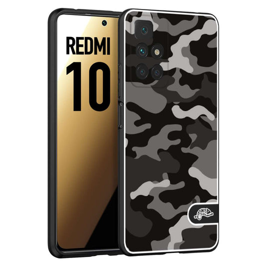 CUSTOMIZZA - Custodia cover nera morbida in tpu compatibile per Xiaomi Redmi 10 camouflage mimetico militare nero black grigio