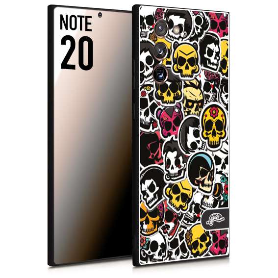 CUSTOMIZZA - Custodia cover nera morbida in tpu compatibile per Samsung NOTE 20 sticker bomb teschi colorati adesivi skulls skater snowboard