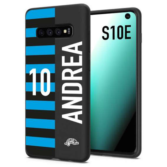 CUSTOMIZZA - Custodia cover nera morbida in tpu compatibile per Samsung S10E personalizzata calcio football nome e numero calciatori nerazzurra