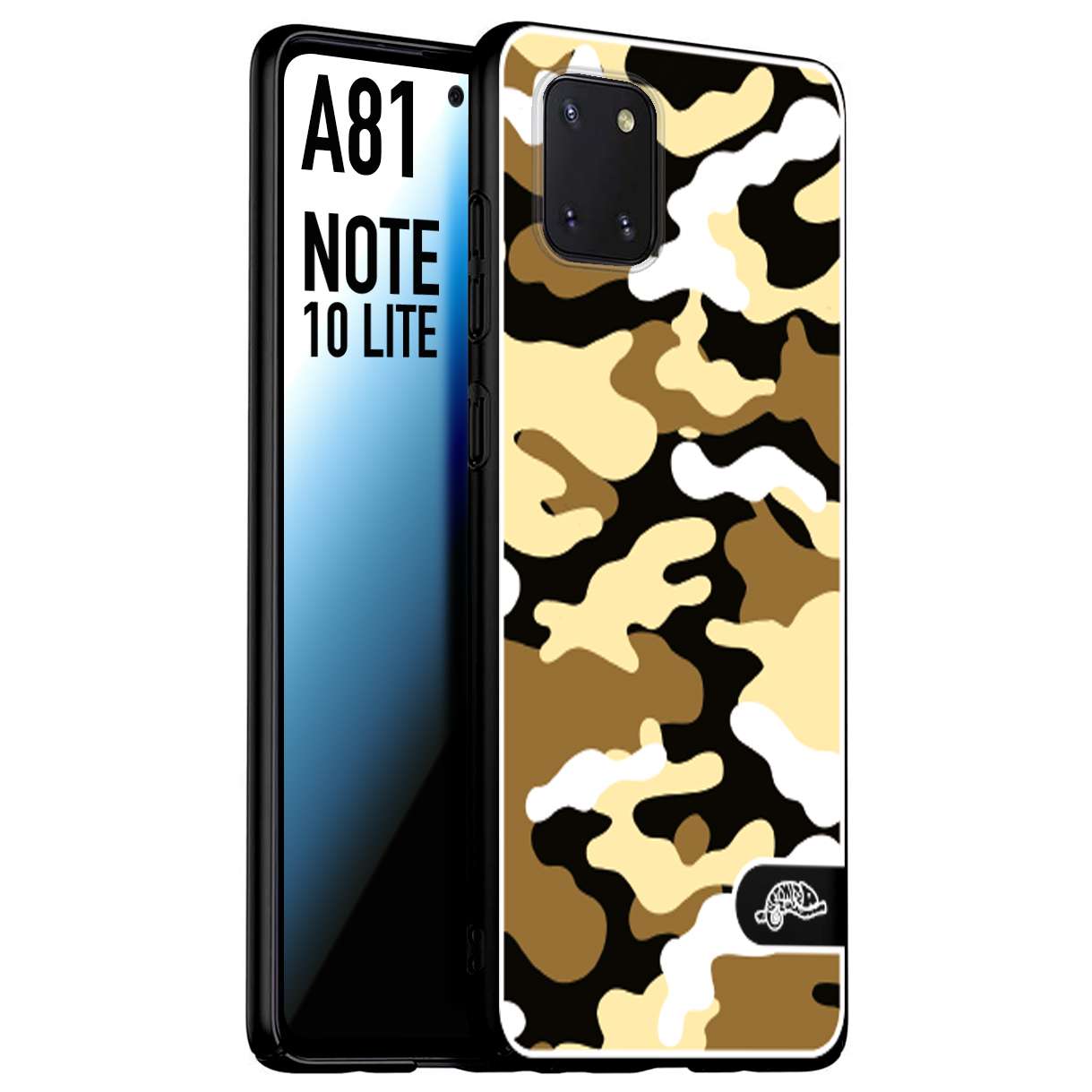 CUSTOMIZZA - Custodia cover nera morbida in tpu compatibile per Samsung A81 - Note 10 Lite camouflage mimetico militare giallo desert brown