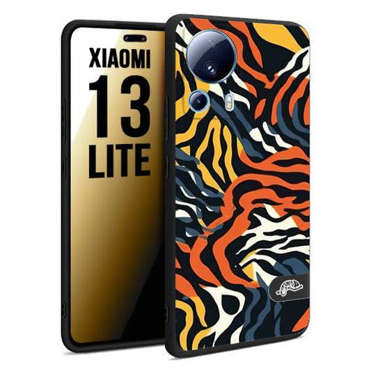 CUSTOMIZZA - Custodia cover nera morbida in tpu compatibile per Xiaomi 13 LITE leopardato maculato tigrato tiger colorata gialla blu arancio