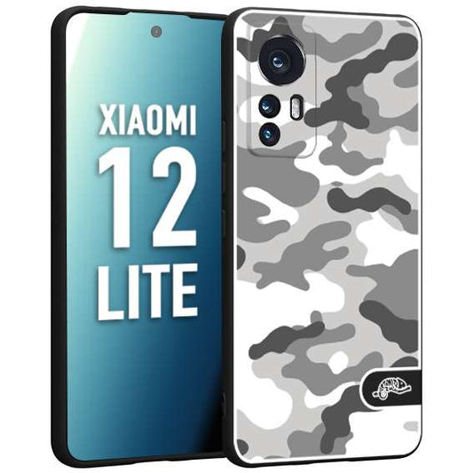 CUSTOMIZZA - Custodia cover nera morbida in tpu compatibile per Xiaomi 12 LITE camouflage mimetico militare bianco white