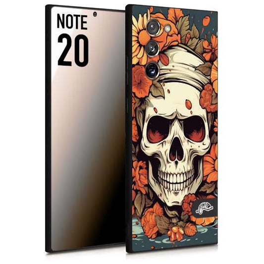 CUSTOMIZZA - Custodia cover nera morbida in tpu compatibile per Samsung NOTE 20 teschio skull flowers fiori tattoo disegnato alta definizione