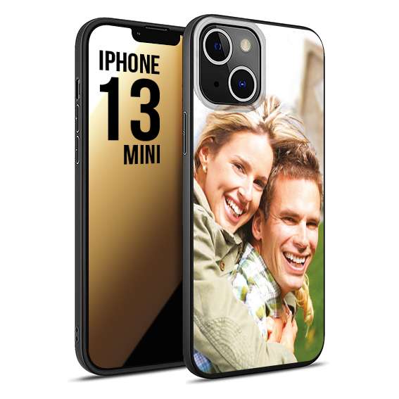 CUSTOMIZZA - Custodia cover nera morbida in tpu compatibile per iPhone 13 MINI personalizzata con foto immagine scritta a piacere