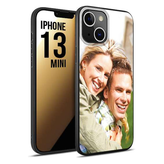 CUSTOMIZZA - Custodia cover nera morbida in tpu compatibile per iPhone 13 MINI personalizzata con foto immagine scritta a piacere