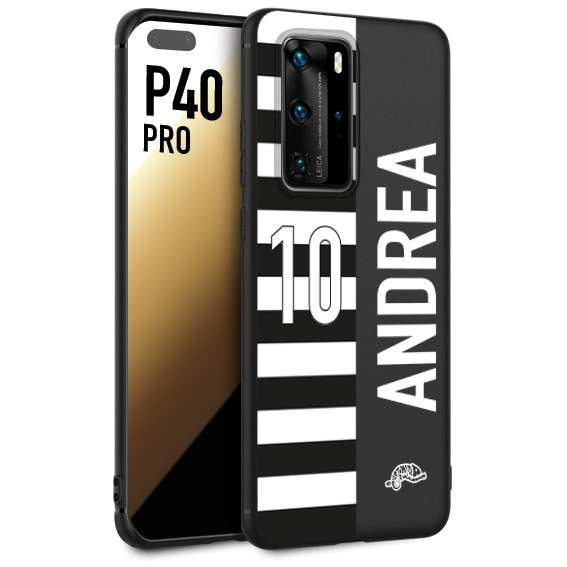 CUSTOMIZZA - Custodia cover nera morbida in tpu compatibile per Huawei P40 PRO personalizzata calcio football nome e numero calciatori bianconera