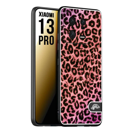 CUSTOMIZZA - Custodia cover nera morbida in tpu compatibile per Xiaomi 13 PRO leopardato maculato donna rosa leopard