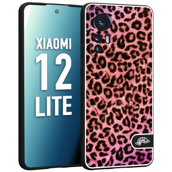 CUSTOMIZZA - Custodia cover nera morbida in tpu compatibile per Xiaomi 12 LITE leopardato maculato donna rosa leopard