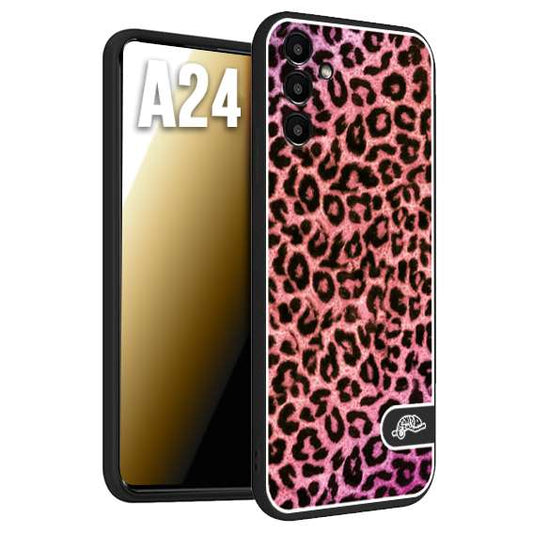 CUSTOMIZZA - Custodia cover nera morbida in tpu compatibile per Samsung A24 leopardato maculato donna rosa leopard