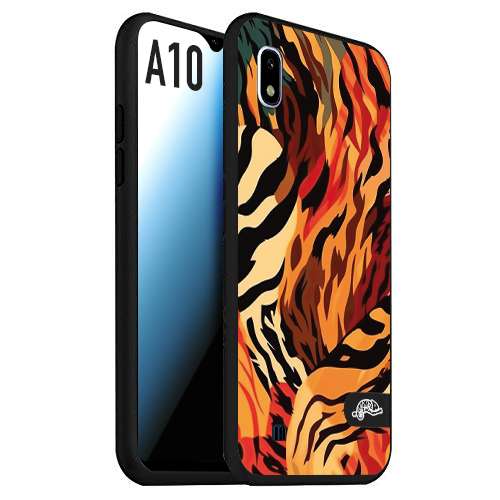 CUSTOMIZZA - Custodia cover nera morbida in tpu compatibile per Samsung A10 leopardato maculato tigrato tiger colorata gialla rossa arancio