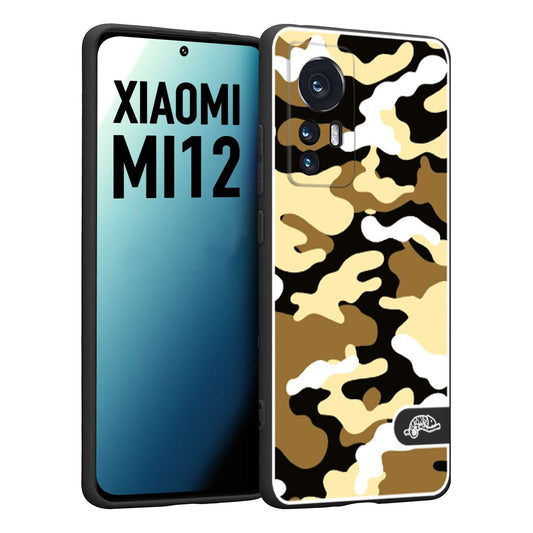 CUSTOMIZZA - Custodia cover nera morbida in tpu compatibile per Xiaomi 12 5G camouflage mimetico militare giallo desert brown