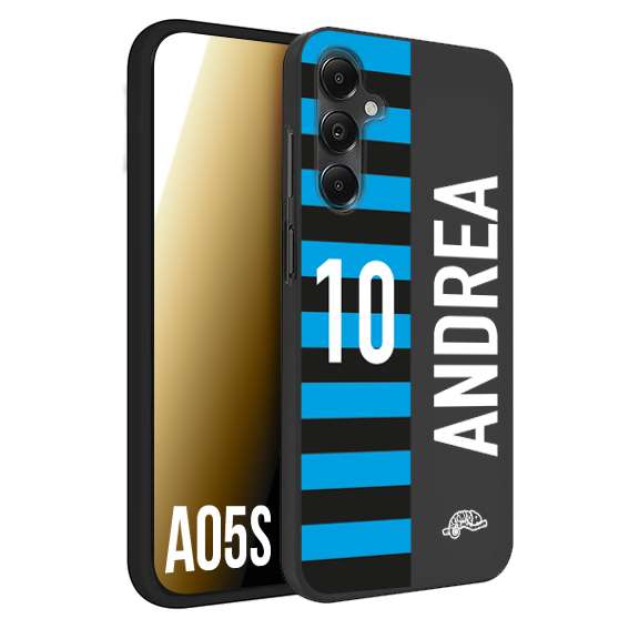 CUSTOMIZZA - Custodia cover nera morbida in tpu compatibile per Samsung A05S personalizzata calcio football nome e numero calciatori nerazzurra