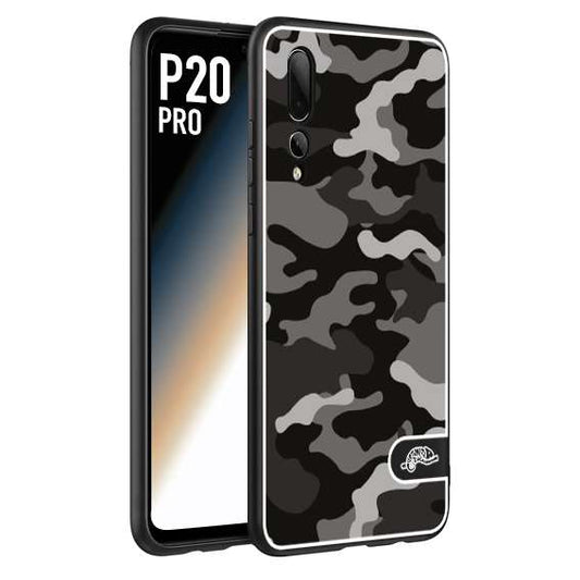 CUSTOMIZZA - Custodia cover nera morbida in tpu compatibile per Huawei P20 PRO camouflage mimetico militare nero black grigio