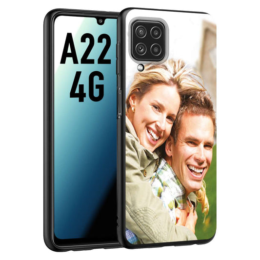 CUSTOMIZZA - Custodia cover nera morbida in tpu compatibile per Samsung A22 4G personalizzata con foto immagine scritta a piacere