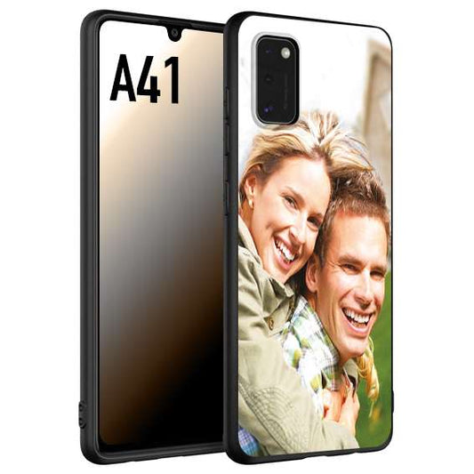 CUSTOMIZZA - Custodia cover nera morbida in tpu compatibile per Samsung A41 personalizzata con foto immagine scritta a piacere