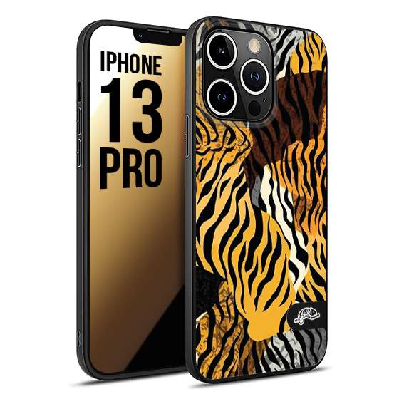 CUSTOMIZZA - Custodia cover nera morbida in tpu compatibile per iPhone 13 PRO leopardato tigrato tiger colorata donna fashion estate