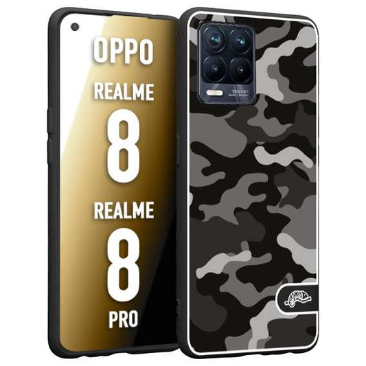 CUSTOMIZZA - Custodia cover nera morbida in tpu compatibile per Oppo Realme 8 - 8 PRO camouflage mimetico militare nero black grigio