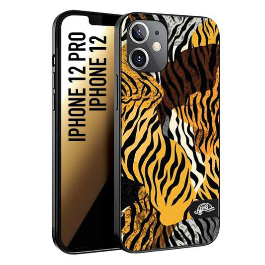 CUSTOMIZZA - Custodia cover nera morbida in tpu compatibile per iPhone 12 - 12 PRO leopardato tigrato tiger colorata donna fashion estate