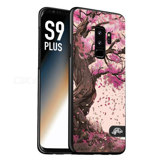 CUSTOMIZZA - Custodia cover nera morbida in tpu compatibile per Samsung S9 PLUS giapponese colori morbidi fiori di ciliegio rosa disegnata