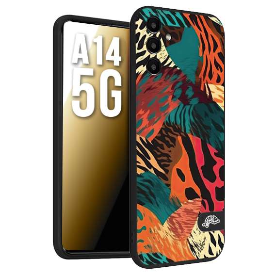 CUSTOMIZZA - Custodia cover nera morbida in tpu compatibile per Samsung A14 5G leopardato tigrato tiger colorata summer arancio verde fucsia