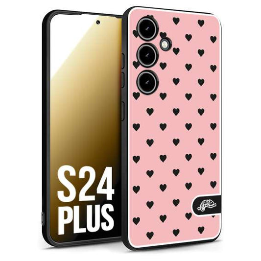 CUSTOMIZZA - Custodia cover nera morbida in tpu compatibile per Samsung S24 PLUS cuori pois rosa donna pin up vintage