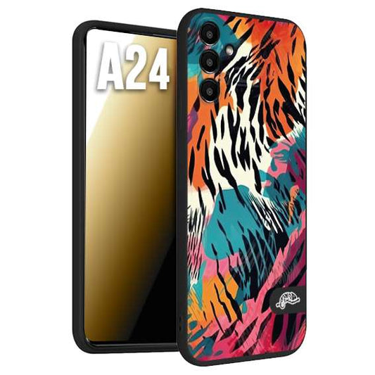 CUSTOMIZZA - Custodia cover nera morbida in tpu compatibile per Samsung A24 leopardato maculato tigrato tiger colorata summer color